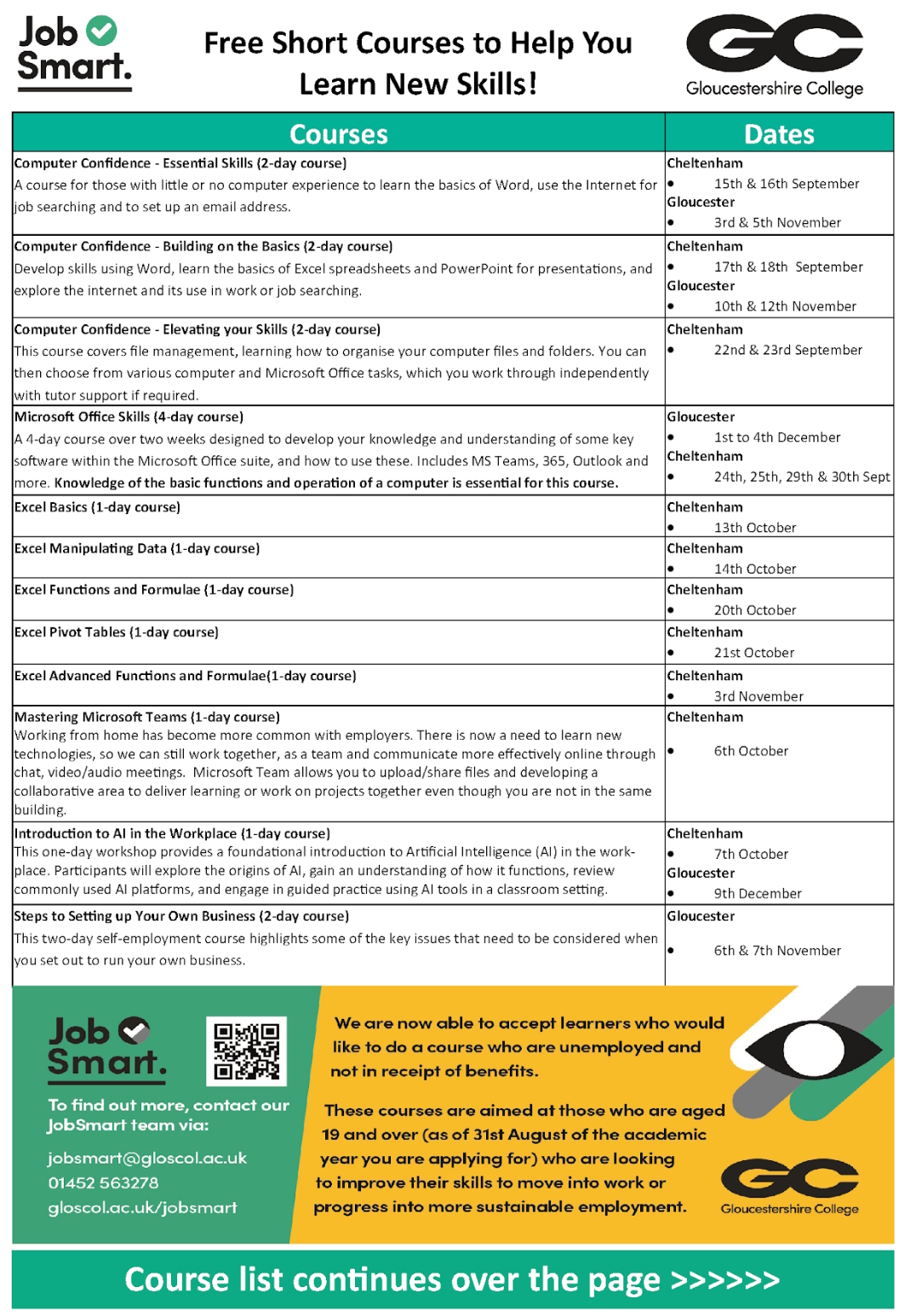 Glosucestershire College Short Courses